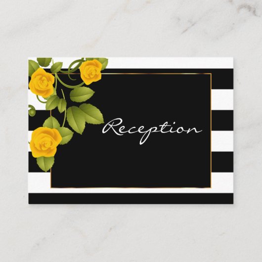 Ontvangst - Gele rozen op zwarte en witte strepen Informatiekaartje (Achterkant)