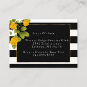 Ontvangst - Gele rozen op zwarte en witte strepen Informatiekaartje (Voorkant)