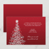 Ontvangst kerstbruiloft Red Silver Kaart (Voorkant / Achterkant)