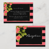 Ontvangst - koraalRozen op koraal- en zwarte strep Informatiekaartje (Voorkant / Achterkant)