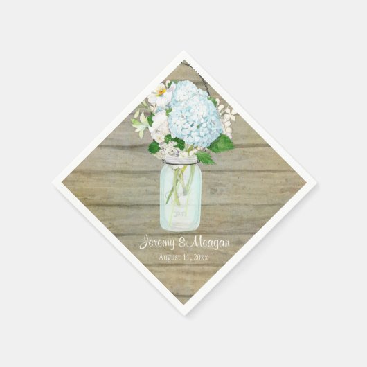 Ontvangst Landelijke Muurvaas Blauwe Hortensia's Servetten (Hoek)