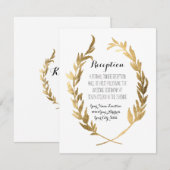 Ontvangst Laurel Krans Modern Nep Goudblad Informatiekaartje (Voorkant / Achterkant)