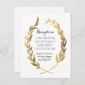 Ontvangst Laurel Wreath Modern Faux Gold Leaf Informatiekaartje (Voorkant / Achterkant)