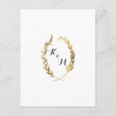 Ontvangst Laurel Wreath Modern Faux Gold Leaf Informatiekaartje (Achterkant)