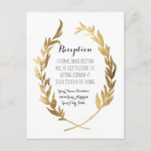 Ontvangst Laurel Wreath Modern Faux Gold Leaf Informatiekaartje (Voorkant)