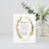 Ontvangst Laurel Wreath Modern Faux Gold Leaf Informatiekaartje (Staand voorkant)