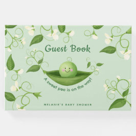 Ontvangst met baby shower op het thema pea gastenboek