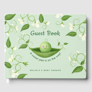 Ontvangst met baby shower op het thema pea gastenboek