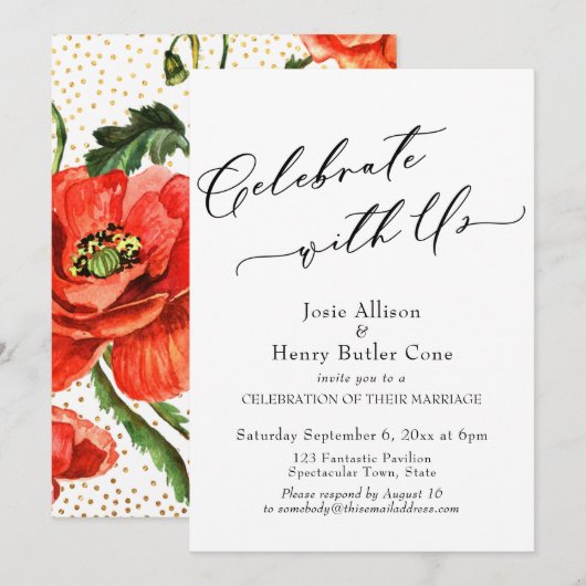 Ontvangst met ons ter viering Klaprozen Gouden Con Kaart (Voorkant / Achterkant)