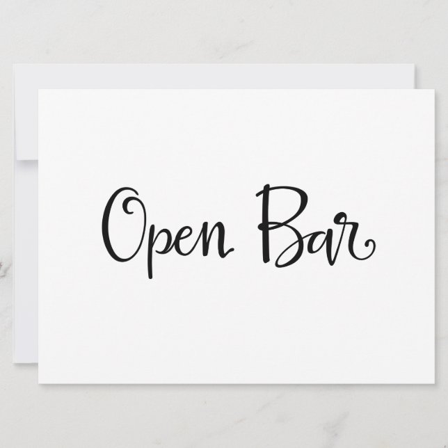 Ontvangst met Open Bar Bord | Eenvoudige Calligraf (Voorkant)