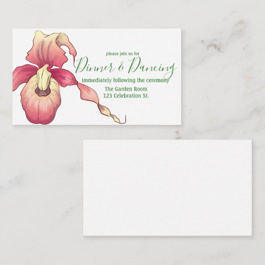 Ontvangst met Roze Damesorkidee Informatiekaartje (Voorkant / Achterkant)