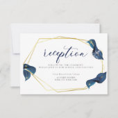 ONTVANGST | Modern Deep Indigo Blue and Gold Kaart (Voorkant)