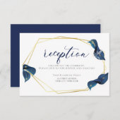 ONTVANGST | Modern Deep Indigo Blue and Gold Kaart (Voorkant / Achterkant)