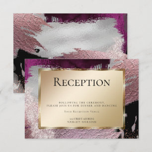 Ontvangst  Modern Faux Metallic Gold Berry Strokes Kaart