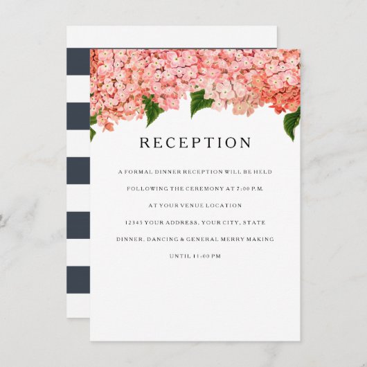 Ontvangst MODERN Wide Stripe Hydrangea Kaart (Voorkant / Achterkant)