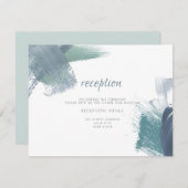 ONTVANGST | Moderne chique stoffige blauwe penseel Informatiekaartje (Voorkant / Achterkant)