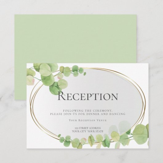 ONTVANGST | Moderne lente eucalyptus Kaart (Voorkant / Achterkant)