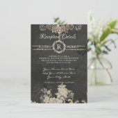 Ontvangst Parijs Chalkboard Monogram Typografie Kaart (Staand voorkant)