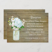 Ontvangst Rustisch land Mason Jar Blue Hydrangeas Kaart (Voorkant / Achterkant)