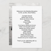 Ontvangst Schema de heer en mevrouw Palfrey Kaart (Voorkant / Achterkant)