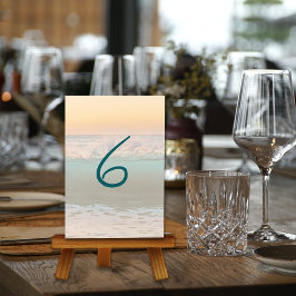 Ontvangst Tafel Nummer Kaarten Oceaan Zonsopgang
