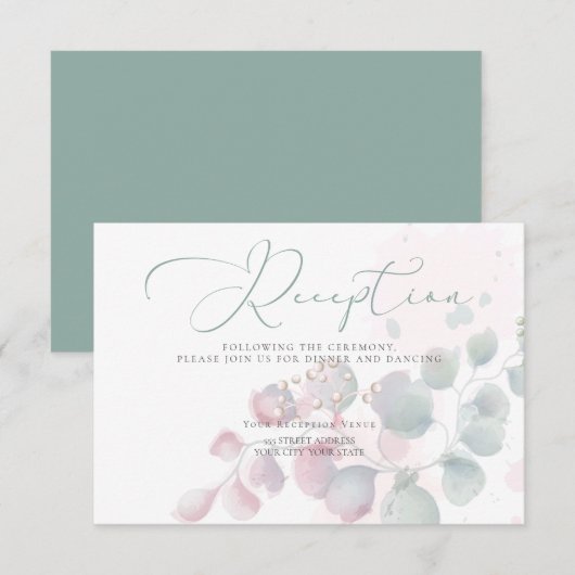 ONTVANGST | Trendy Waterverf Eucalyptus Foliage Kaart (Voorkant / Achterkant)