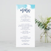 ONTVANGST TROUW MENU cute aqua blauwe waterverf (Staand voorkant)