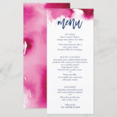 ONTVANGST TROUW MENU schattig marine roze aquarel (Voorkant / Achterkant)