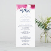 ONTVANGST TROUW MENU schattig marine roze aquarel (Staand voorkant)