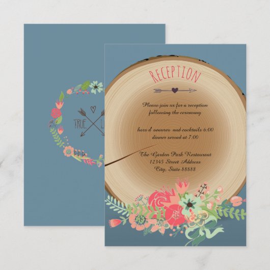 Ontvangst Uitnodiging met Boeket van Ruw Hout (Voorkant / Achterkant)