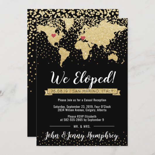 Ontvangst uitnodiging met kaart (Voorkant / Achterkant)