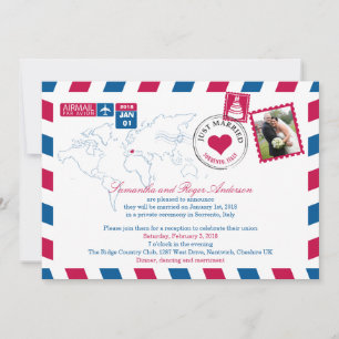 Ontvangst van Airmail Post Wedding Kaart