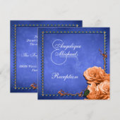  ontvangst van blauwe oranje bruiloft kaart (Voorkant / Achterkant)