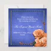  ontvangst van blauwe oranje bruiloft kaart (Achterkant)