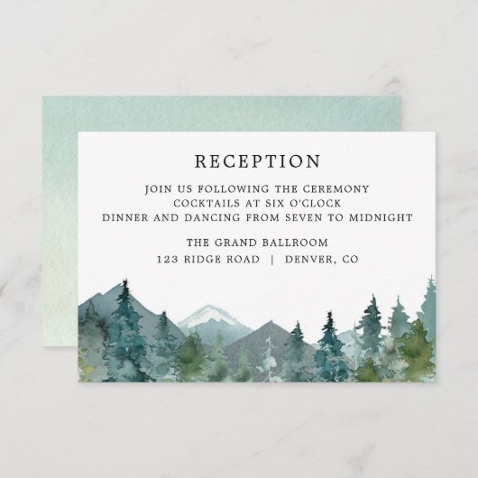 Ontvangst van bosbomen in rustieke bergen informatiekaartje (Voorkant / Achterkant)