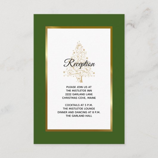 Ontvangst van bosgroene gouden kerstbomen informatiekaartje (Voorkant)