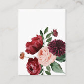 Ontvangst van bruinhuwelijken en blush Weddenschap Informatiekaartje (Achterkant)