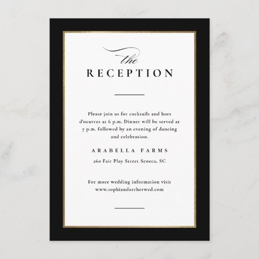 Ontvangst van bruistabels en gouden bruiloft informatiekaartje (Voorkant)