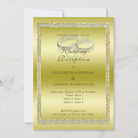 Ontvangst van Classy Gold- en ringweddenschappen Kaart (Voorkant)