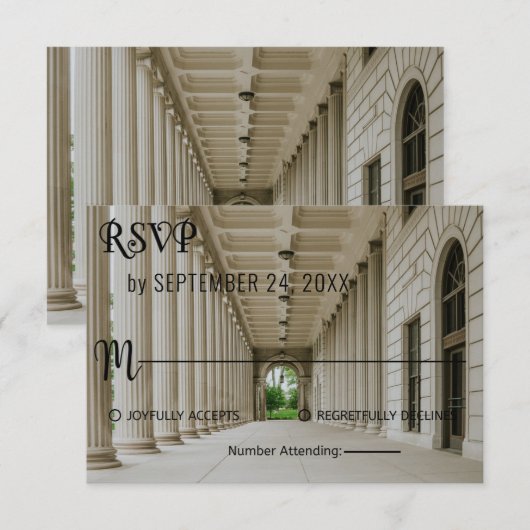 Ontvangst van de bruidshal in Elegant Wedding RSVP (Voorkant / Achterkant)