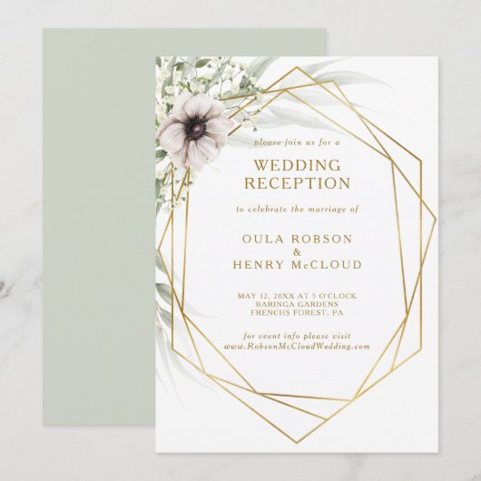 Ontvangst van Eucalyptus Gold Geometric Weddenscha Kaart (Voorkant / Achterkant)