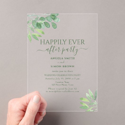 Ontvangst van eucalyptusbruiloft acryl uitnodigingen (Insitu (Draagbaar))