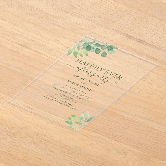 Ontvangst van eucalyptusbruiloft acryl uitnodigingen (Laagn)