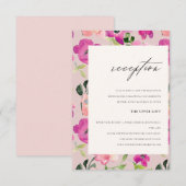 Ontvangst van floral bruiloft door roze Waterverf Informatiekaartje (Voorkant / Achterkant)
