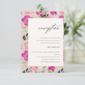 Ontvangst van floral bruiloft door roze Waterverf Informatiekaartje (Staand voorkant)