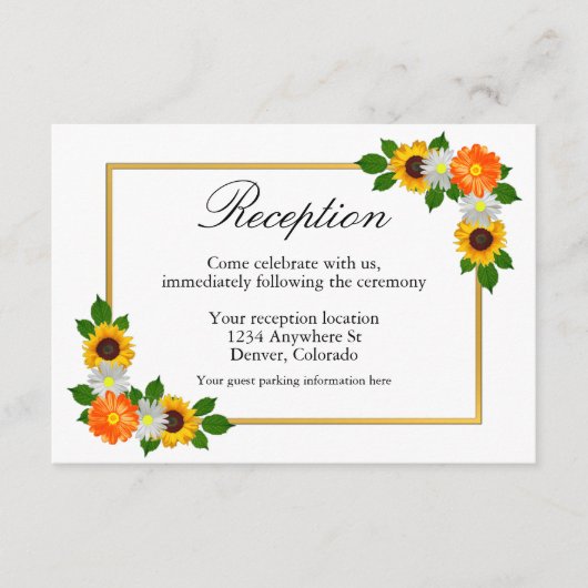 Ontvangst van Floral Gold Lijst Weddenschappen Informatiekaartje (Voorkant)