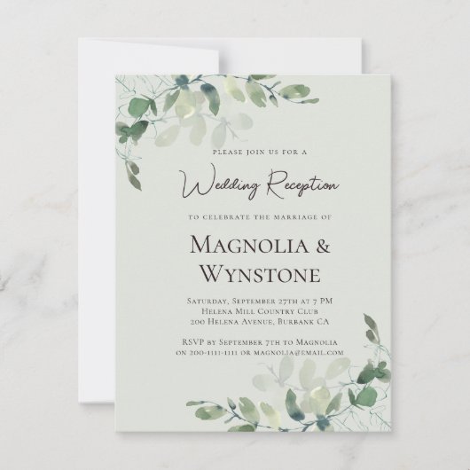 Ontvangst van groene bruiloft met Eucalyptus Sage Kaart (Voorkant)