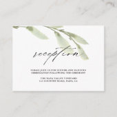 Ontvangst van groene twig Waterverf bruiloft Informatiekaartje (Voorkant)