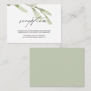 Ontvangst van groene twig Waterverf bruiloft Informatiekaartje