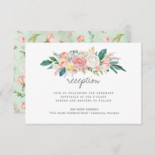 Ontvangst van het blozen zomerse Floral Weddenscha Kaart (Voorkant / Achterkant)